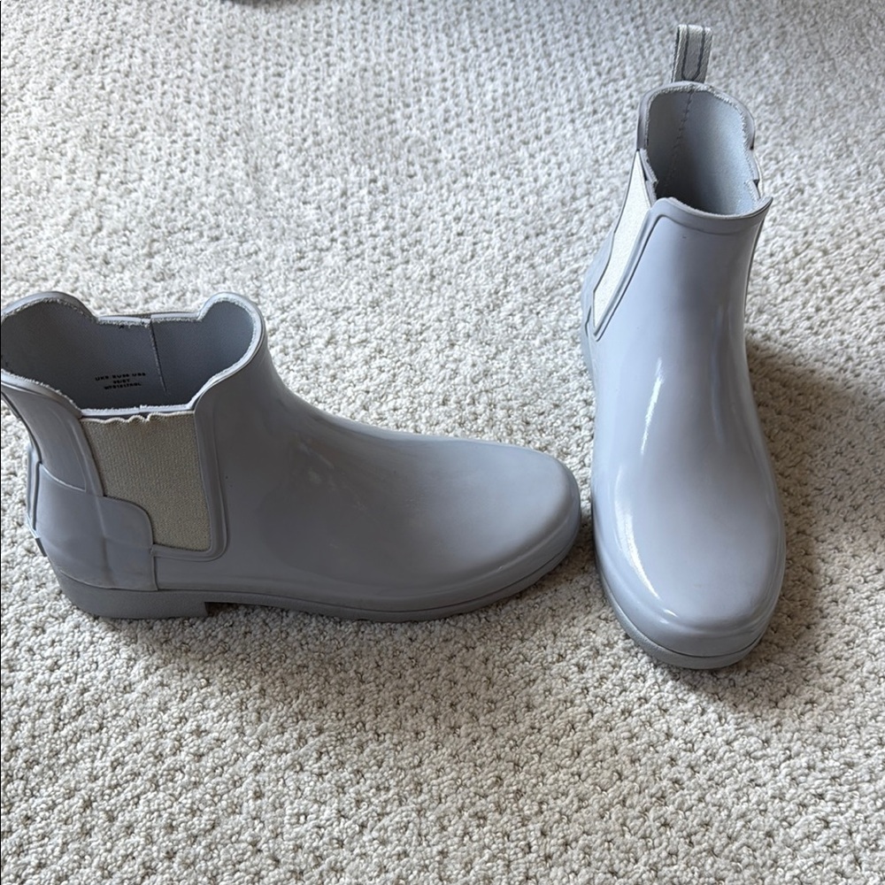 Hunter Gray Winter Rain Boots Slip-On Ankle